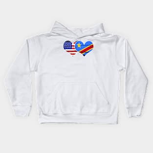 Democratic Republic of the Congo DRC USA Twin Flag Kids Hoodie